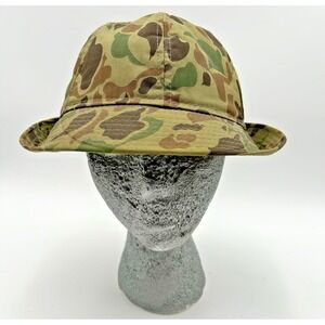 VTG 70s Duck Camo Military Foam-Lined Hunting Bucket Hat YR Made In Korea Large